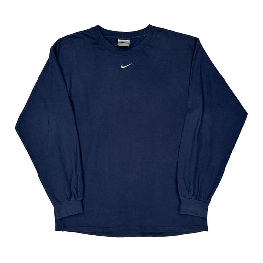 Nike Long Sleeve T-Shirt - Medium Navy Cotton