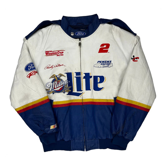 Penske Racing Chase Authentics Nascar Leather Jacket - Large Blue Leather
