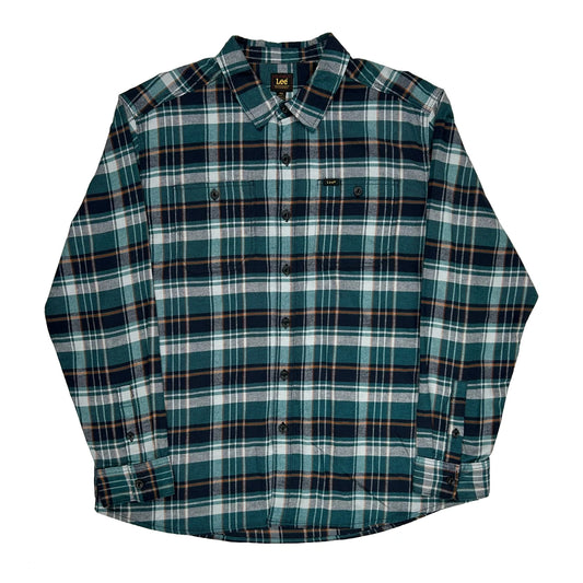 Lee Checked Flannel Shirt - 2XL Green Cotton