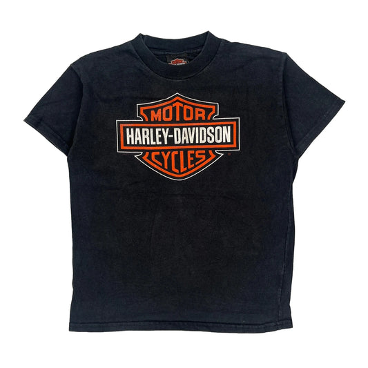 Age 10-12 Myrtle Beach Hanes Graphic T-Shirt - Medium Black Cotton