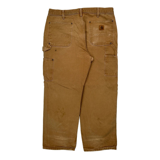 Carhartt B136 Brn Double Knee Carpenter Trousers - 36W 29L Brown Cotton