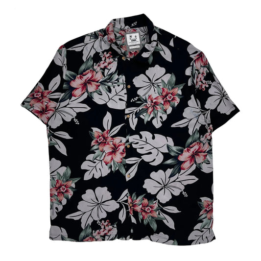 Denim & Flower Floral Hawaiian Shirt - XL Black Cotton