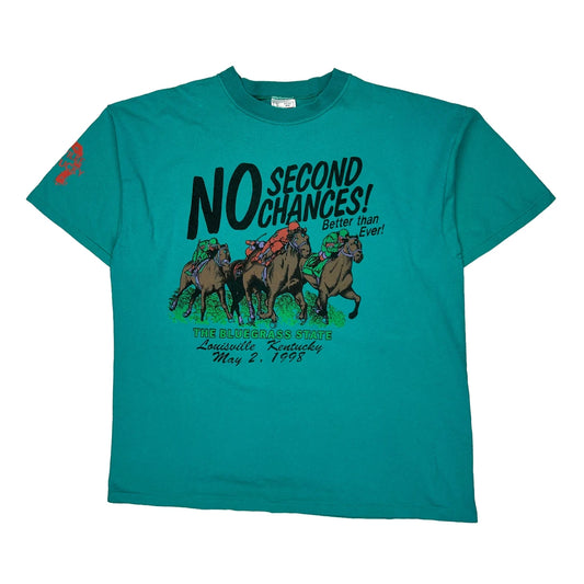 Horse Racing Unbranded Graphic T-Shirt - XL Green Cotton