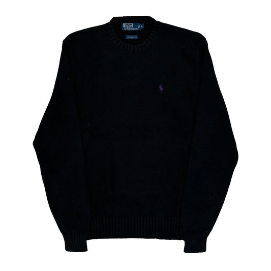 Polo By Ralph Lauren Chunky Knit Jumper - Large Black Cotton