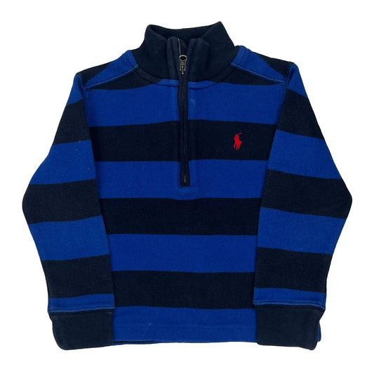 Vintage Age 3 Polo By Ralph Lauren Striped 1/4 Zip - 2XS Blue Cotton