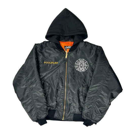 Foulplay Graphic Bomber Jacket - XL Black Nylon