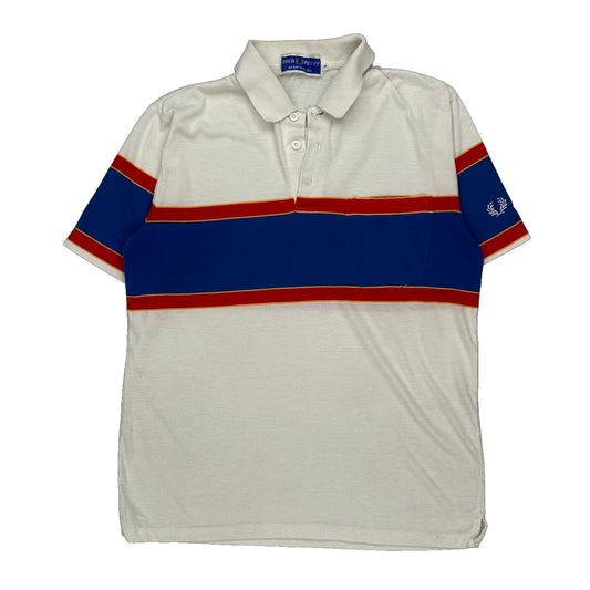 Fred Perry Striped Polo Shirt - Medium Red Cotton
