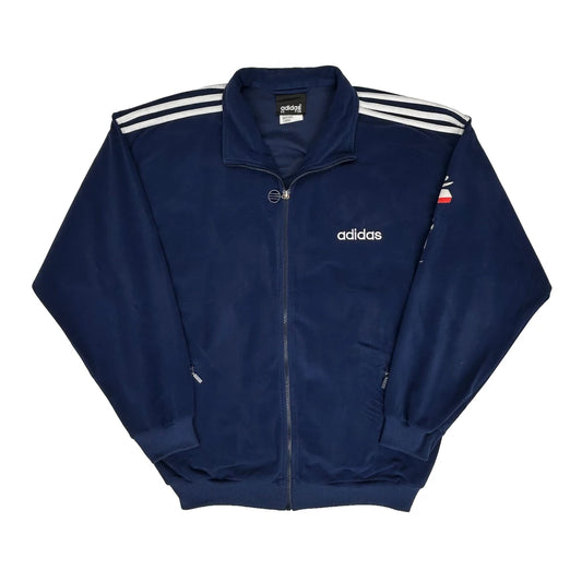Adidas Striped Track Jacket - Large Navy Polyester