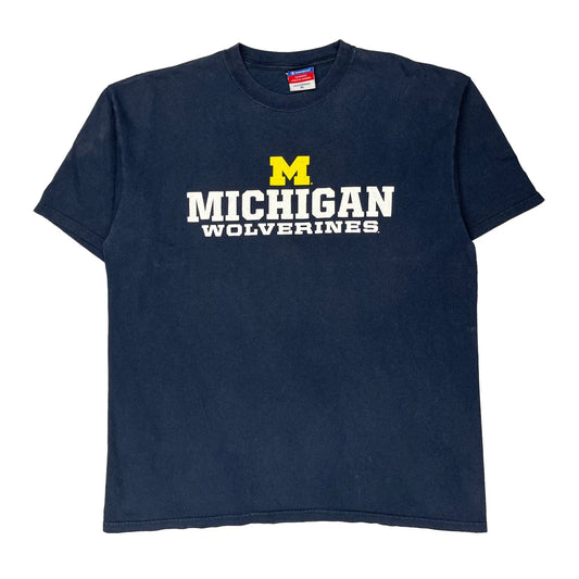 Michigan Wolverines Champion Graphic T-Shirt - XL Navy Cotton