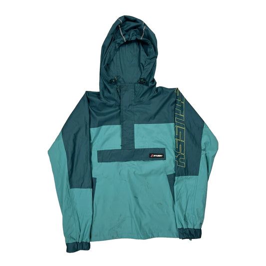Streetwear Stussy Spellout Anorak - Small Blue Polyester