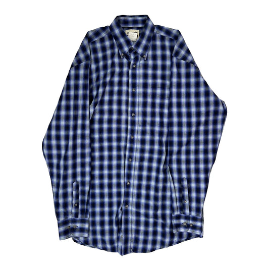 Wrangler Tall Shirt - Large Blue Cotton Blend