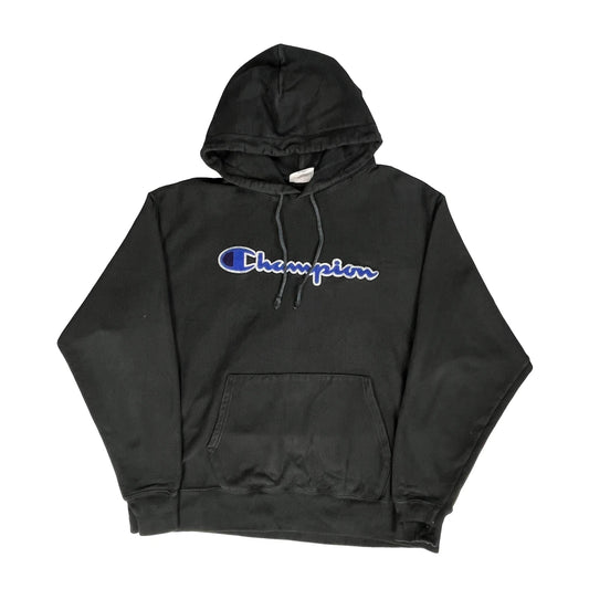 Reverse Weave Champion Spellout Hoodie - XL Black Cotton