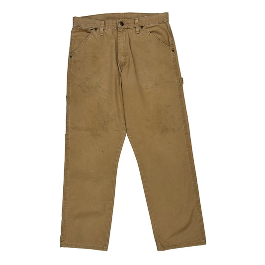 Wrangler Double Knee Carpenter Trousers - 33W 32L Brown Cotton