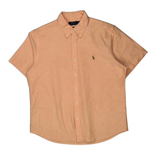 Polo By Ralph Lauren Short Sleeve Shirt - Large Orange Cotton