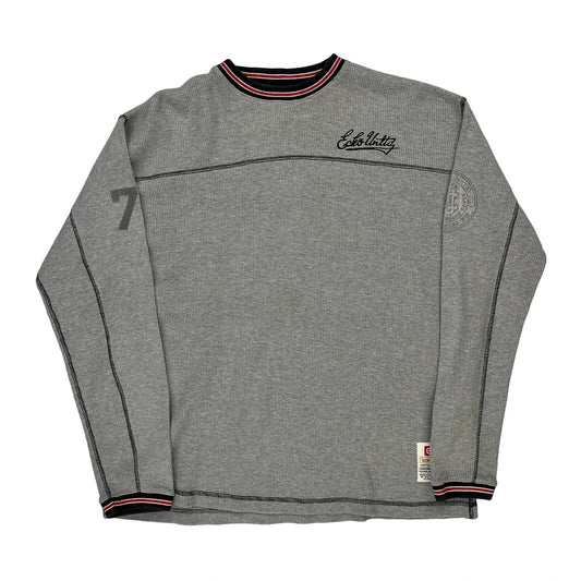 Number 7 And 2 On Sleeves Ecko Unltd Graphic Long Sleeve T-Shirt - Small Grey Cotton Blend