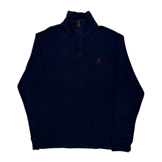 Polo By Ralph Lauren 1/4 Zip - Large Navy Cotton