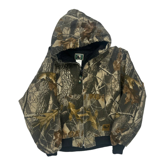 Age 13-14 Berne Camo Bomber Jacket - XL Khaki Polyester