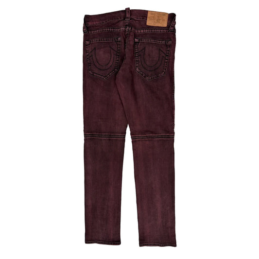 True Religion Double Knee Jeans - 33W 33L Burgundy Cotton