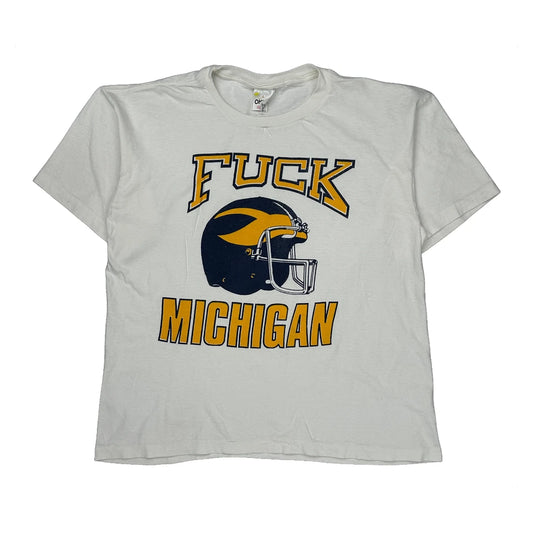 Michigan Okina Single Stitch T-Shirt - Large White Cotton