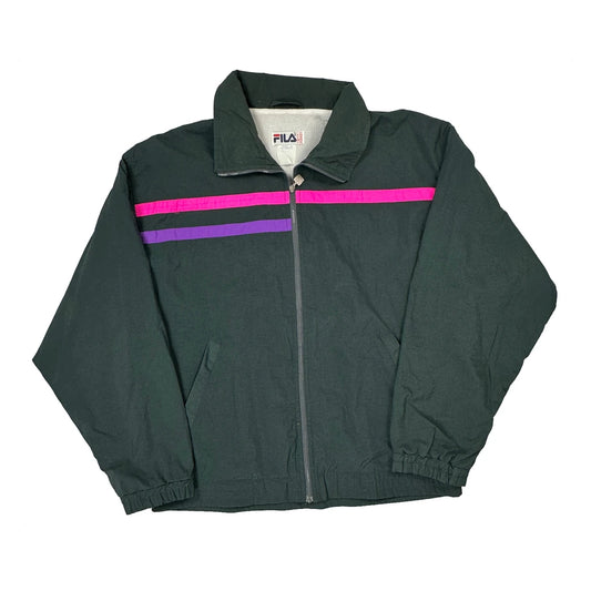 Fila Striped Windbreaker - XL Green Polyester
