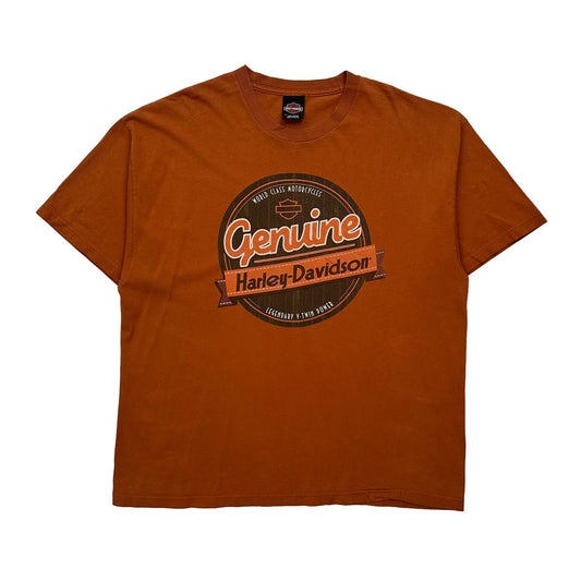 Vintage Smoky Mountain Harley Davidson Graphic T-Shirt - 2XL Orange Cotton