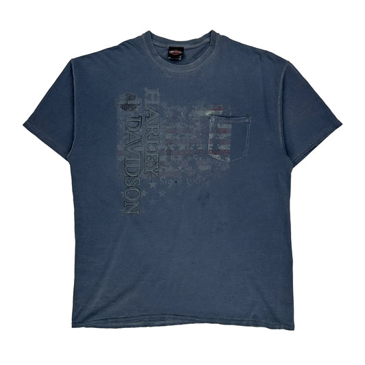American Eagle Harley Davidson Graphic T-Shirt - XL Blue Cotton