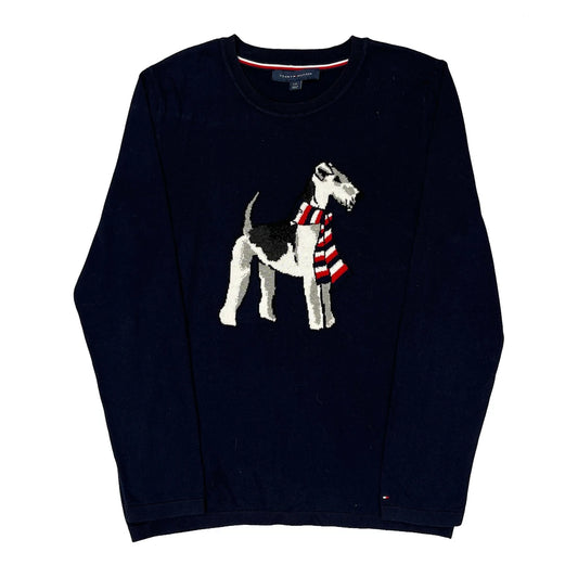 Tommy Hilfiger Graphic Jumper - Large Navy Knitted