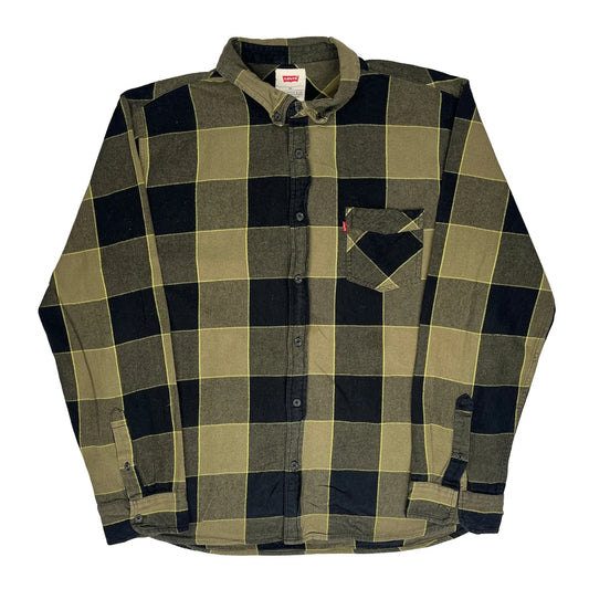Levis Checked Flannel Shirt - 2XL Black Cotton