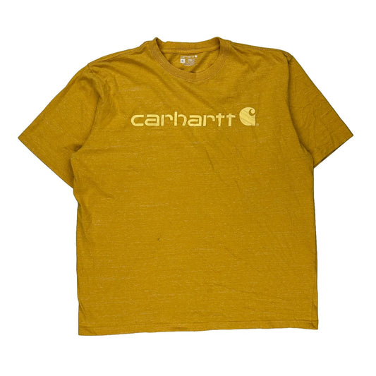 Carhartt T-Shirt - XL Yellow Cotton Blend