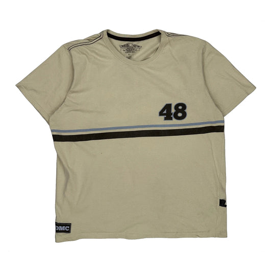 Harley Davidson Striped T-Shirt - 2XL Beige Cotton