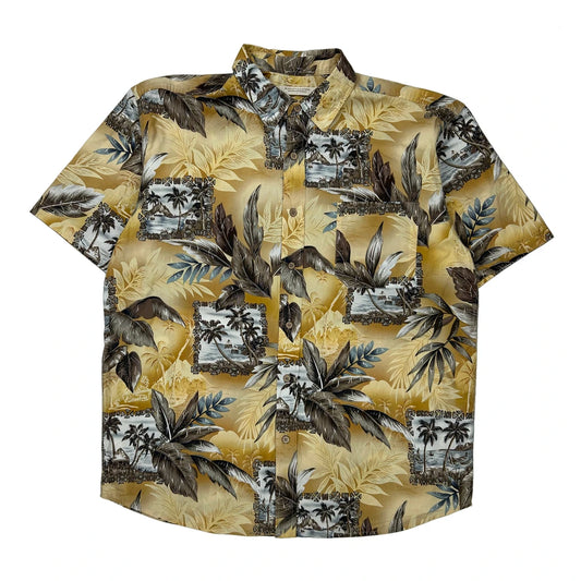 Island Style Floral Hawaiian Shirt - Large Multicoloured Cotton