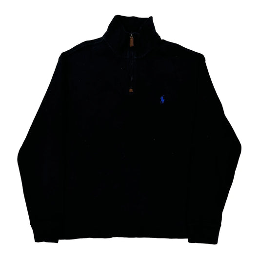 Polo By Ralph Lauren 1/4 Zip - Medium Black Cotton