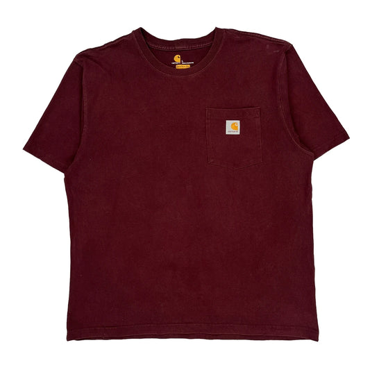 Carhartt T-Shirt - Large Burgundy Cotton