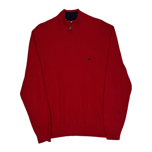Vintage Nautica 1/4 Zip - XL Red Cotton