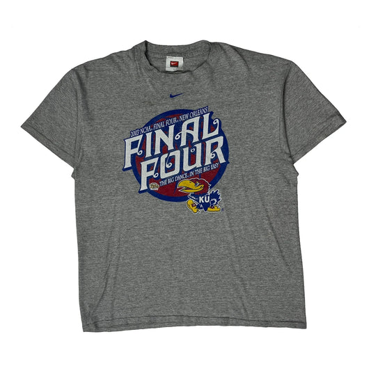 Kansas Jayhawks Nike Graphic T-Shirt - Large Grey Cotton