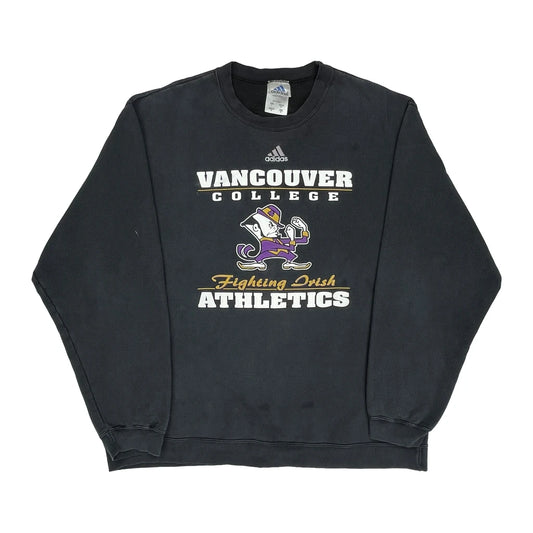 Vintage Vancouver College Adidas College Sweatshirt - Large Black Cotton
