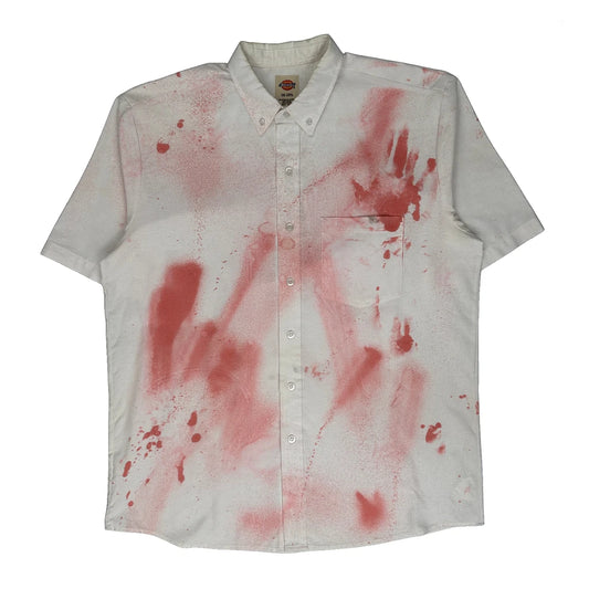 Dickies Halloween Short Sleeve Shirt - Large Cream Cotton Blend