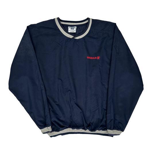 Vintage Lee V-Neck Windbreaker - Large Navy Polyester