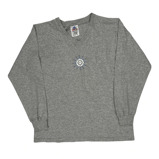 Adidas Long Sleeve T-Shirt - Medium Grey Cotton Blend