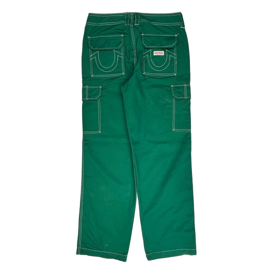 True Religion Cargo Trousers - 32W 32L Green Cotton