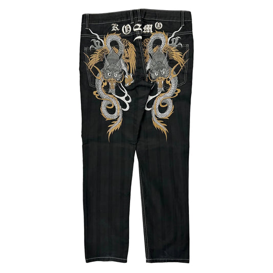 Vintage Dragon Kosmo Lupd Graphic Jeans - 38W 33L Black Cotton