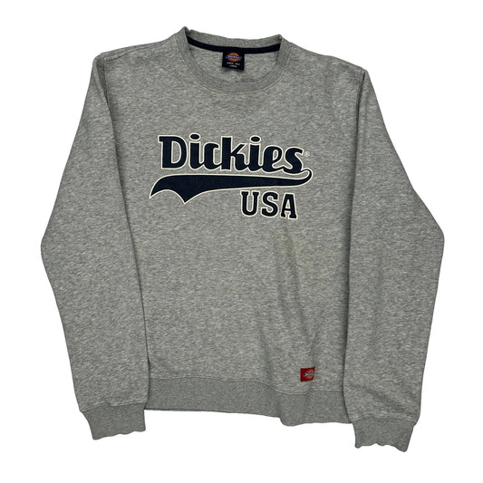Dickies Spellout Sweatshirt - Large Grey Cotton Blend