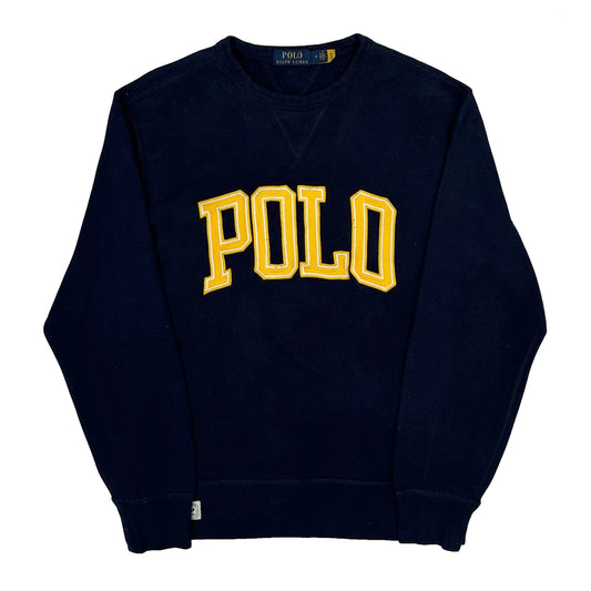 Polo By Ralph Lauren Spellout Sweatshirt - Medium Navy Cotton
