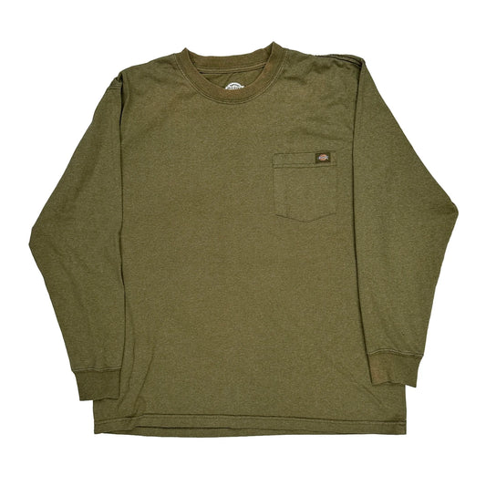 Dickies Long Sleeve T-Shirt - XL Green Cotton Blend