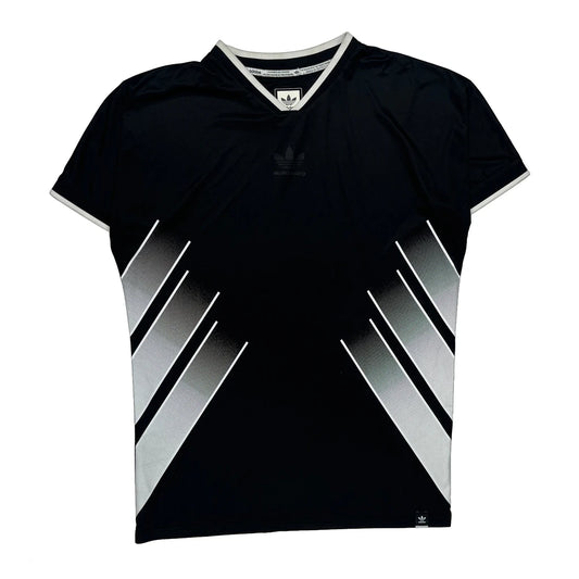 Vintage Rider Approved Adidas V-Neck T-Shirt - Medium Black Polyester