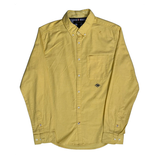 Vintage Tommy Hilfiger Slim Fit Shirt - Medium Yellow Cotton