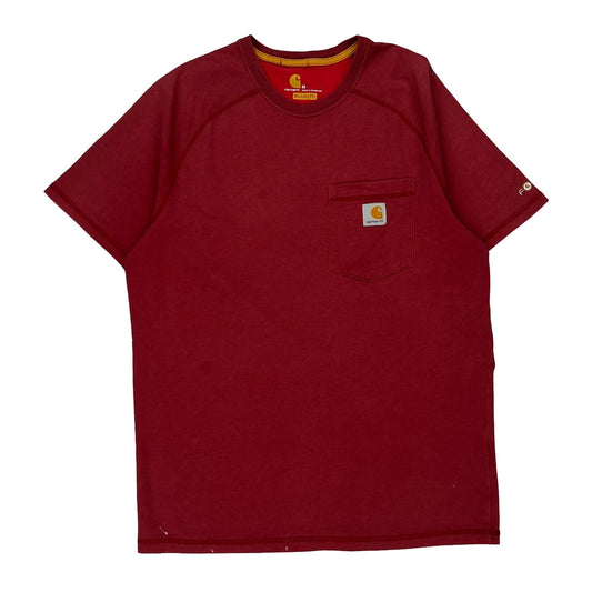 Carhartt T-Shirt - Medium Red Polyester Blend