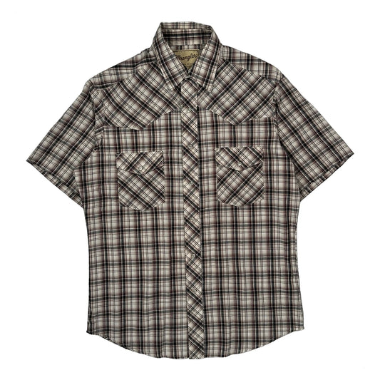 Wrangler Checked Short Sleeve Shirt - Medium Brown Cotton Blend