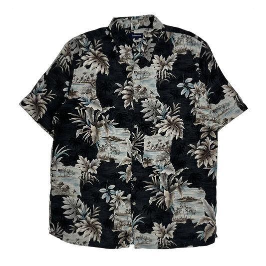 Croft & Barrow Floral Hawaiian Shirt - Medium Black Cotton