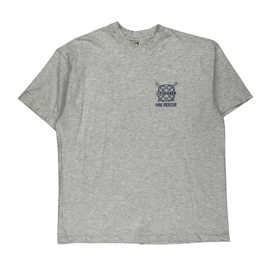 Fire Rescue Hanes Single Stitch T-Shirt - XL Grey Cotton